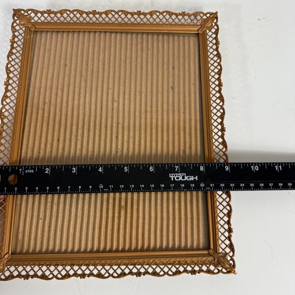 Ornate Metal Picture Frame Gold Tone Vintage Lattice Design Glass Front 8 X 10 - Picture 10 of 16